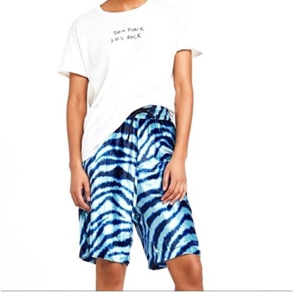 R13 Teal Zebra Baggy Shorts - Picture 1 of 16